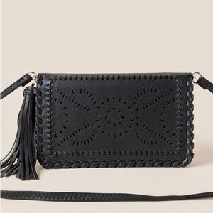 Whipstitch Clutch Crossbody in Black
